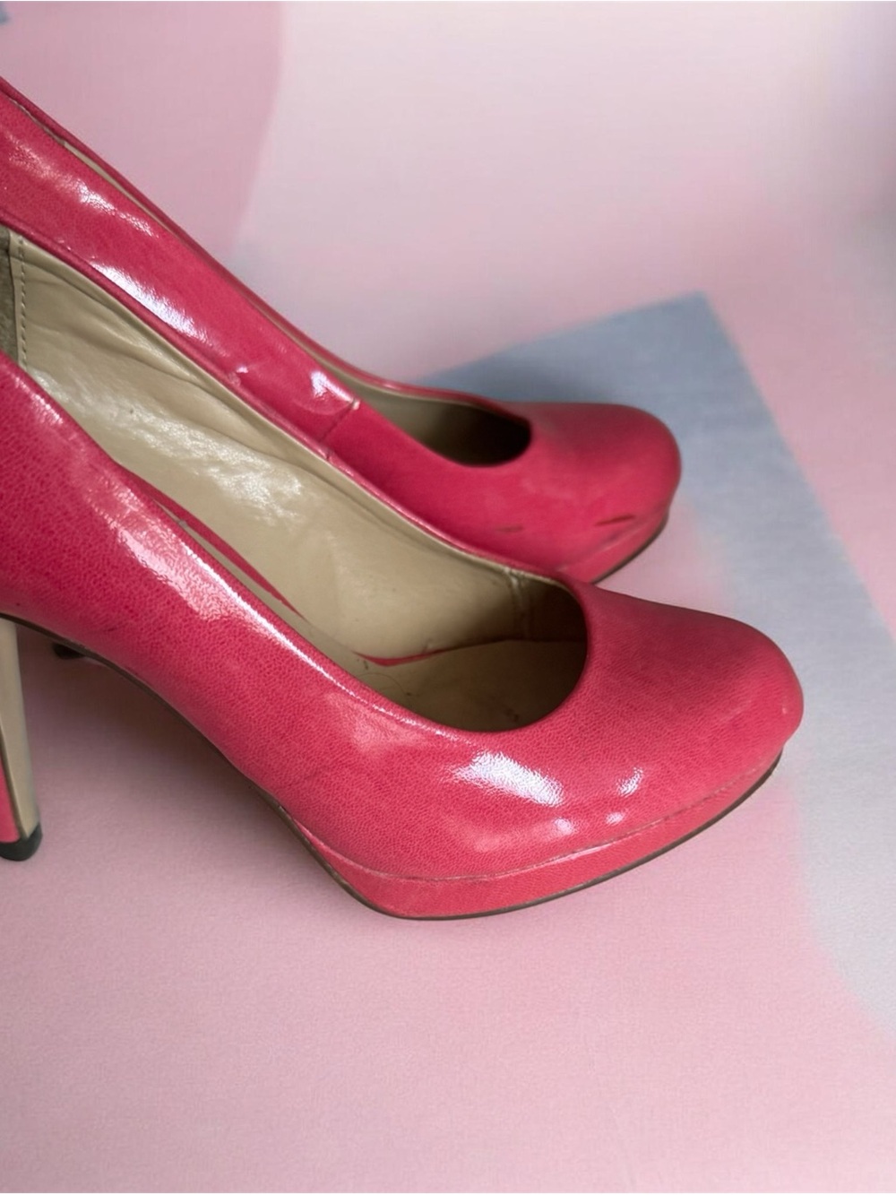 Call It Spring Coral Pink Patent High Heel Pumps